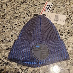 FILA Boys Blue/Black Beanie One Size Fits‎ Most